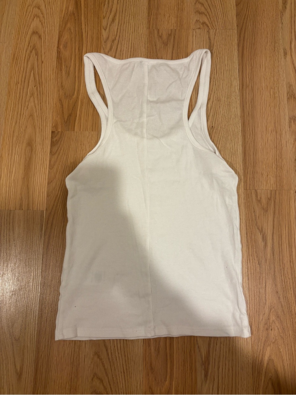 Women's White Ribbed Racerback Tank Top - Picture 3 of 3